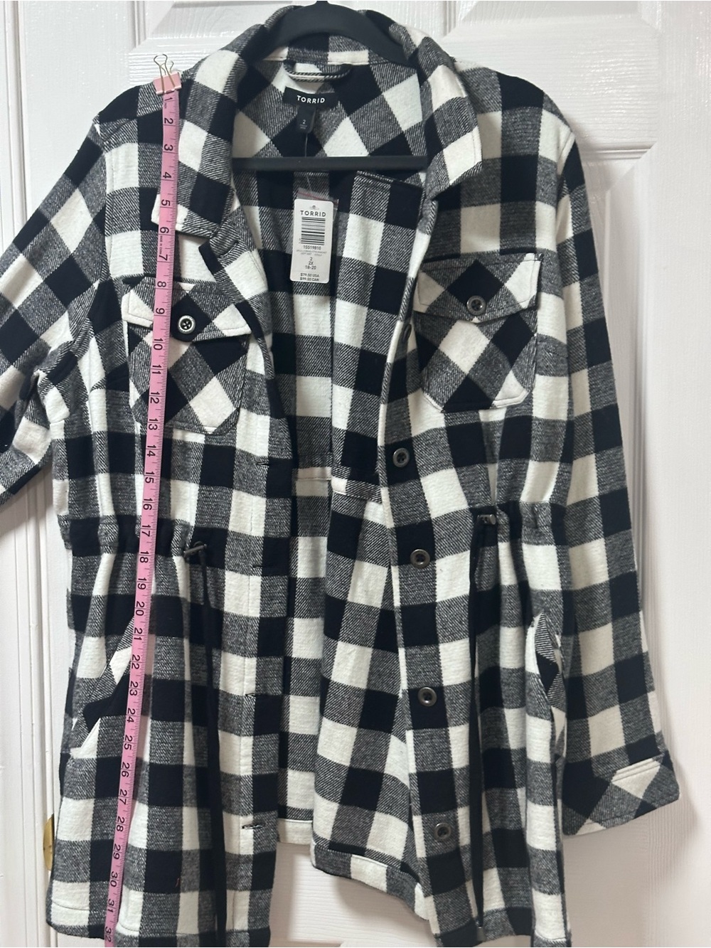 torrid Black & White Buffalo Plaid Utility Shacket Jacket